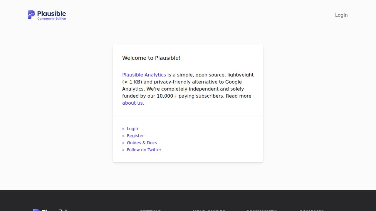 Screenshot of Plausible Analytics